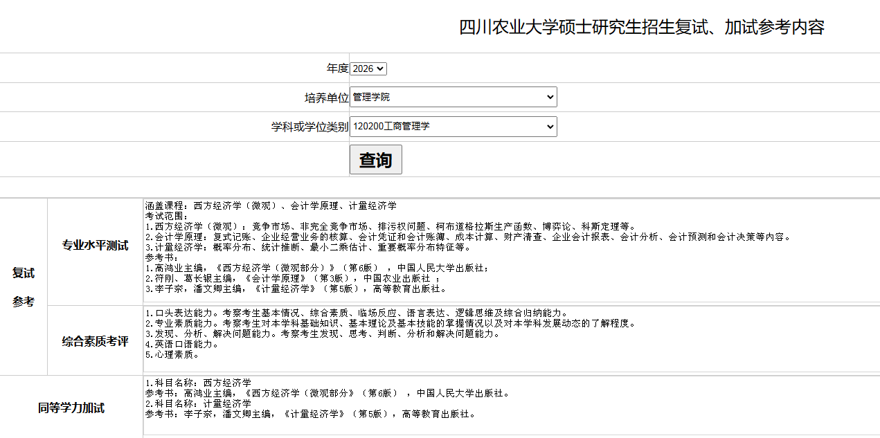 四川大学2026考研工商管理复试参考书 四川大学2026考研工商管理复试参考书